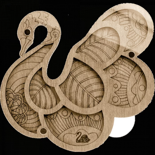 Wood bead organizer with lid Swan