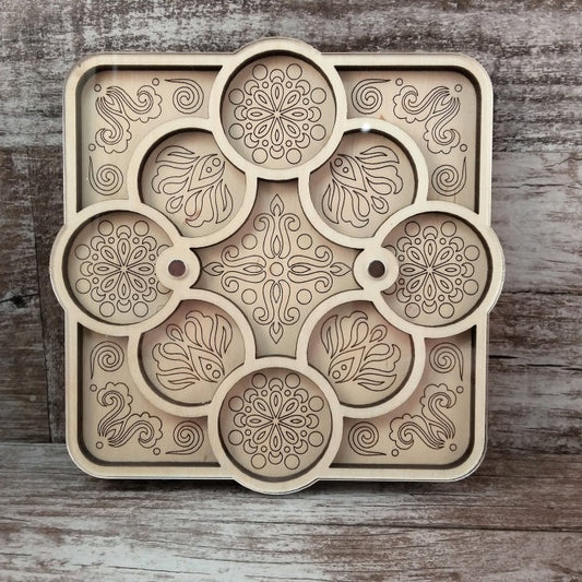 Wood bead organizer with lid Circles