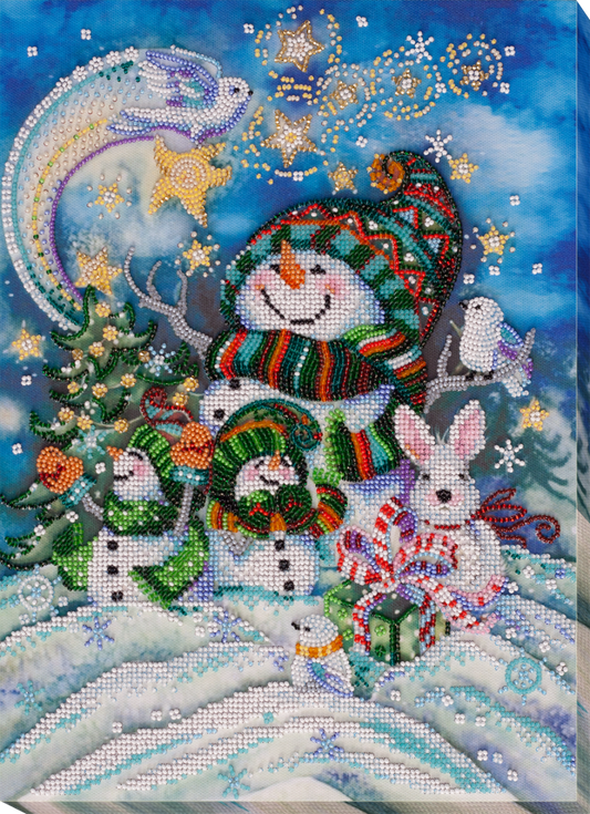 Bead embroidery kit Christmas night Size: 10.3"×13.8" (26×35 cm)