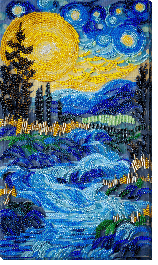 Bead embroidery kit Van Gog`s River Size: 7.5"×13.8" (19.5×35 cm)
