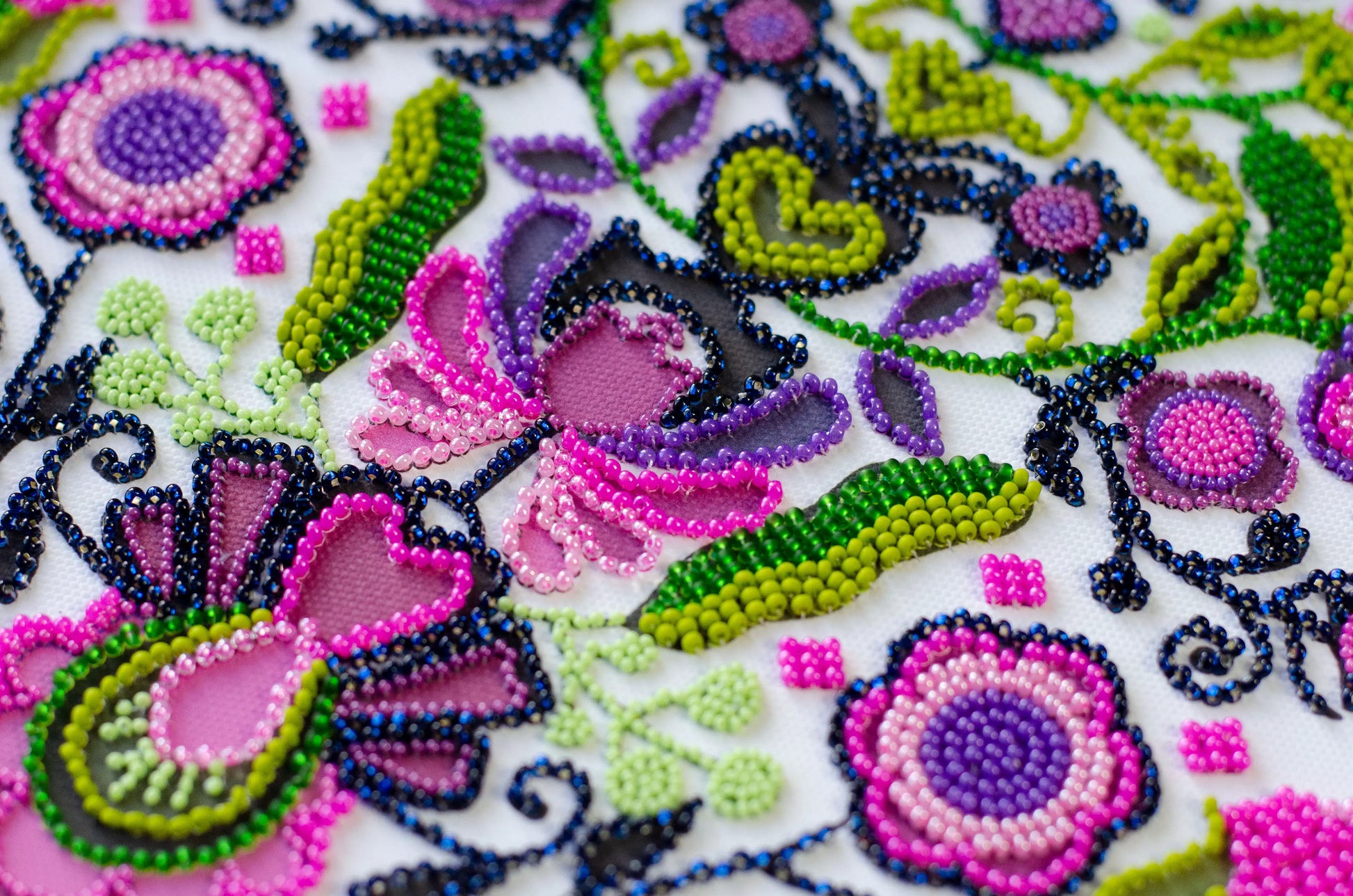 Bead embroidery kit Flowers Size: 11"×15.3" (28×39 cm)
