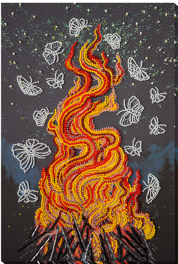 Bead embroidery kit Bonfire Size: 7.9"×11.8" (20×30 cm)