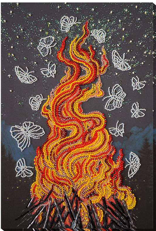 Bead embroidery kit Bonfire Size: 7.9"×11.8" (20×30 cm)