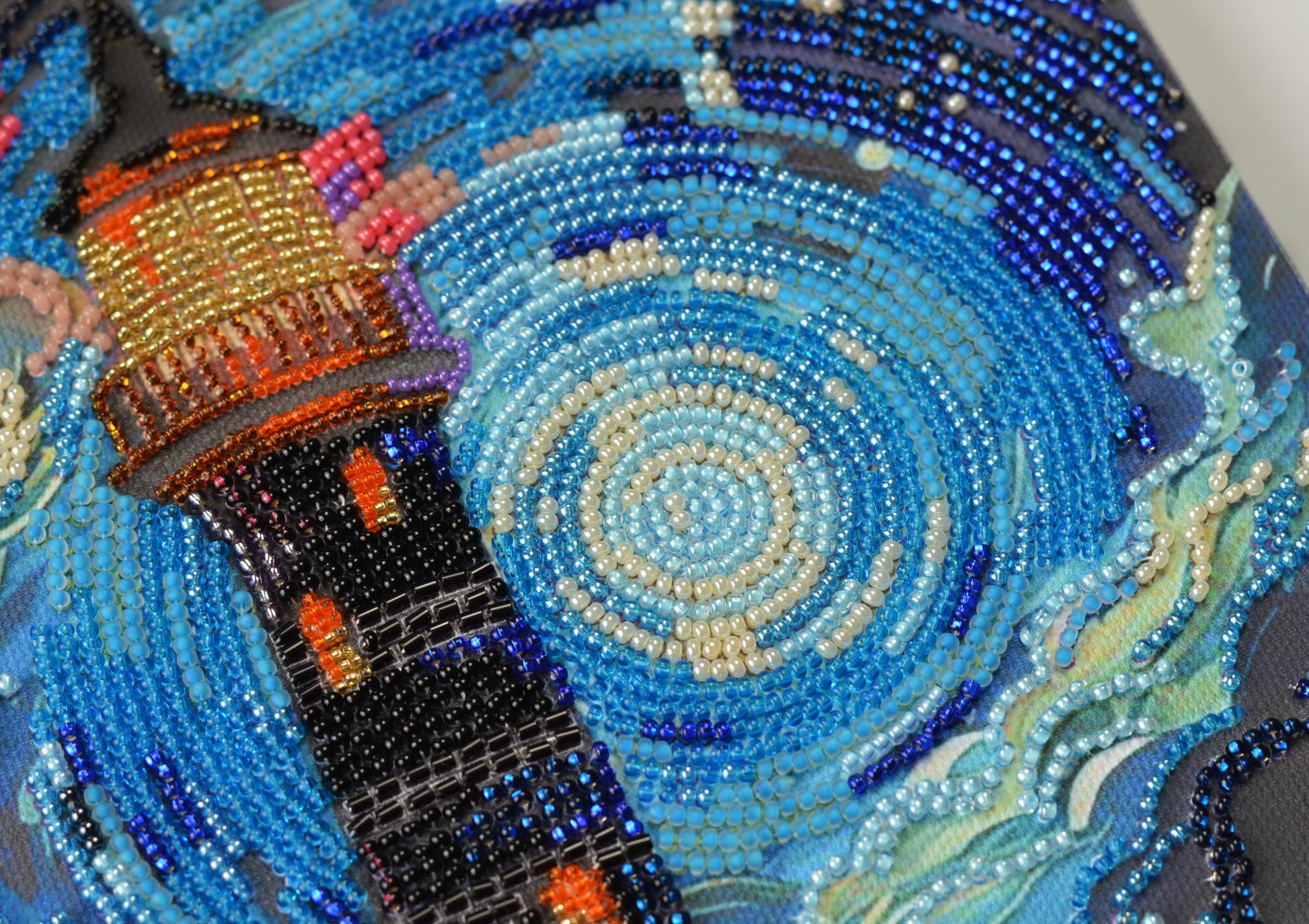 Bead embroidery kit Lighthouse Size: 7.9"×12.6" (20×32 cm)