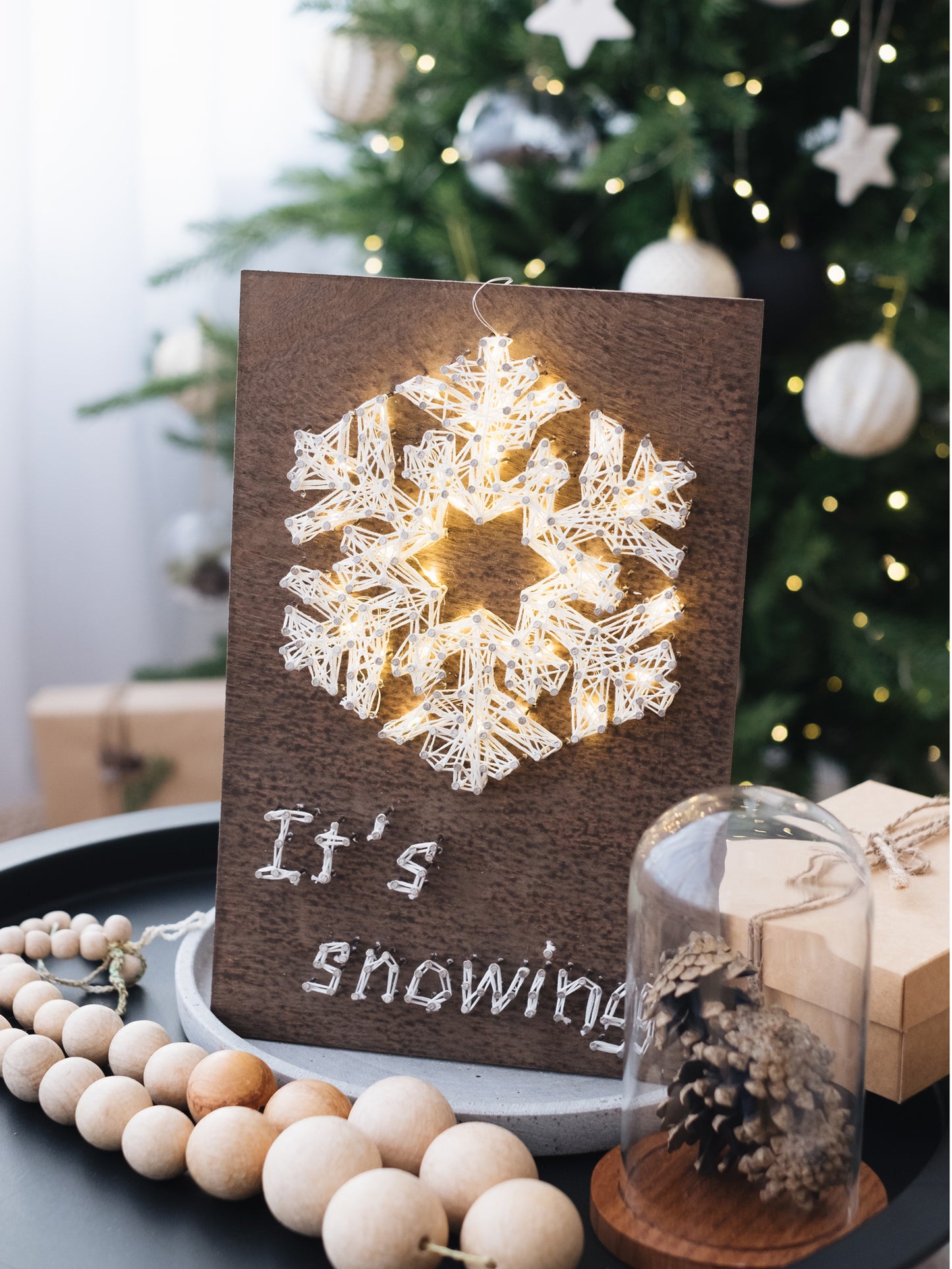 String art kit Snowflake Size: 7.5"×11.4" (19x29 cm)