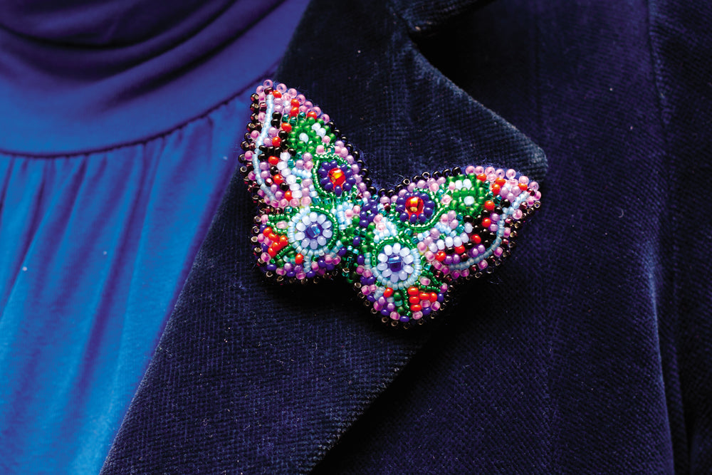 Bead embroidery brooch kit Blue butterfly Size: 1.6"x2.7" (4×7 сm)