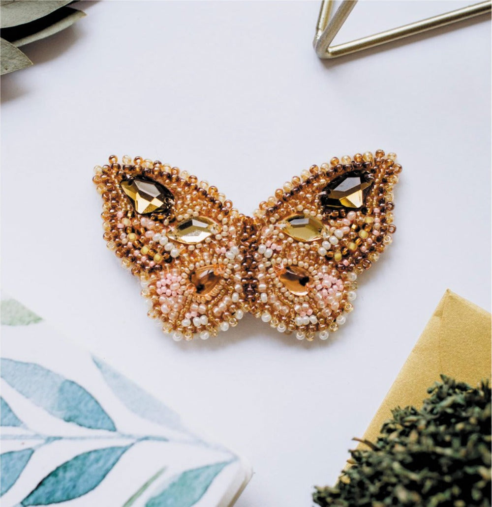 Bead embroidery brooch kit Butterfly-2 Size: 1.6"x2.7" (4×7 сm)