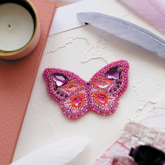 Bead embroidery brooch kit Butterfly-3 Size: 1.6"x2.7" (4×7 сm)