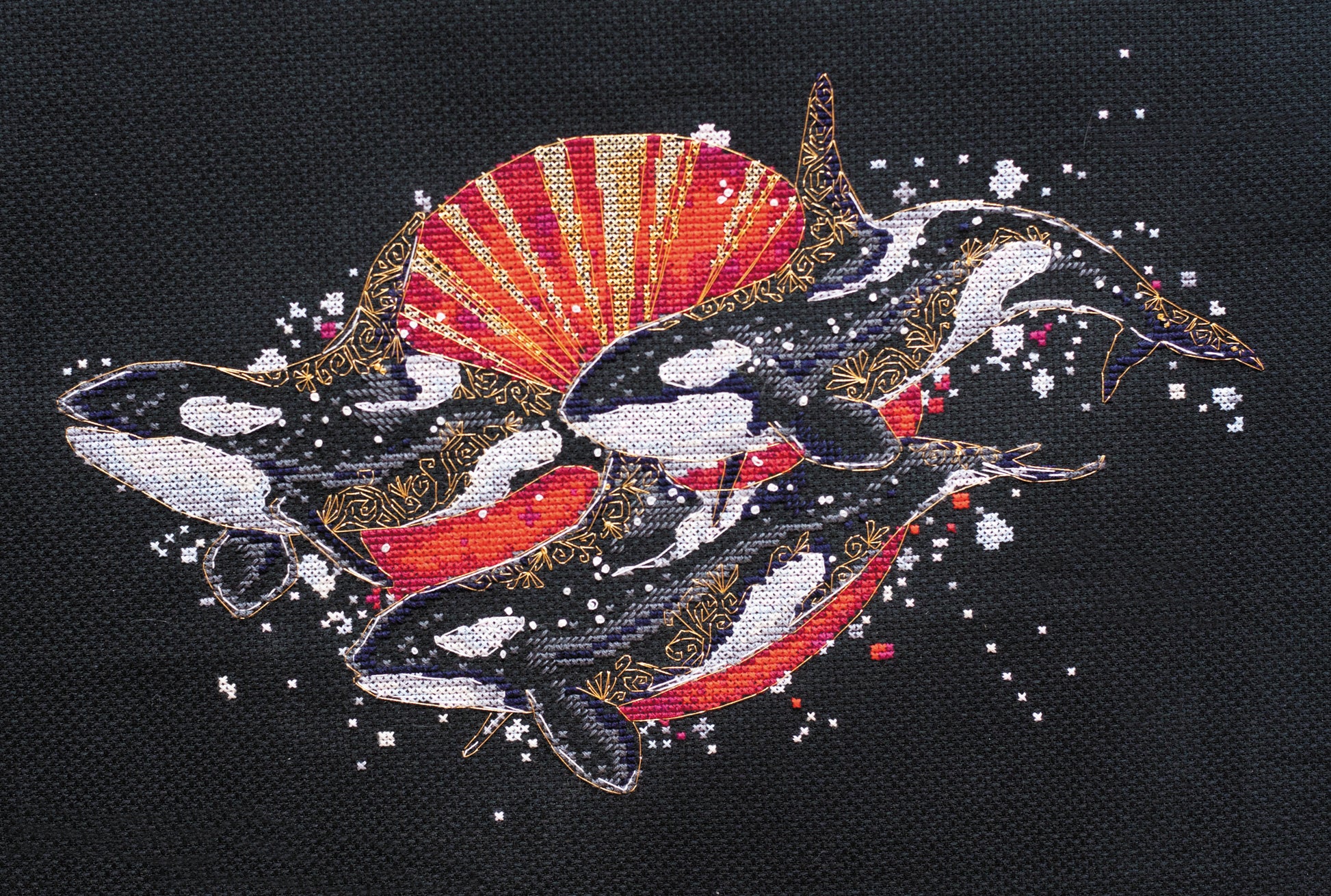 Cross stitch kit Killer whales - Fish Size: 7.9"×11.8" (20x30 cm)