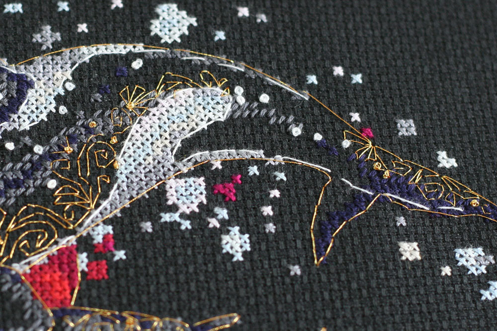 Cross stitch kit Killer whales - Fish Size: 7.9"×11.8" (20x30 cm)