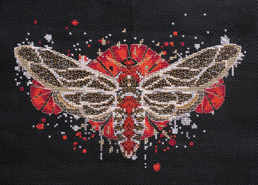 Cross stitch kit Red butterfly Size: 7.9"×9.8" (20x25 cm)