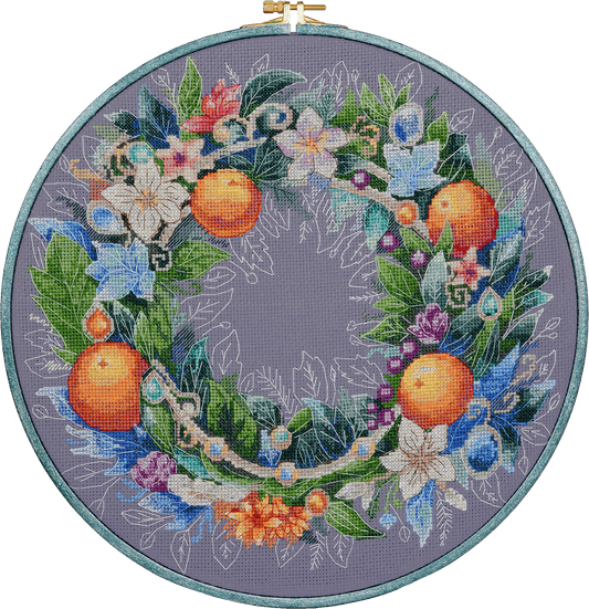 Cross stitch kit Flowers wreath Size: 11.8"×11.8" (30x30 cm)