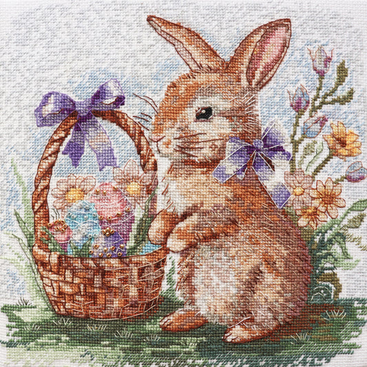 Cross stitch kit Rabbit Size: 7.5"×7.5" (19x19 cm)