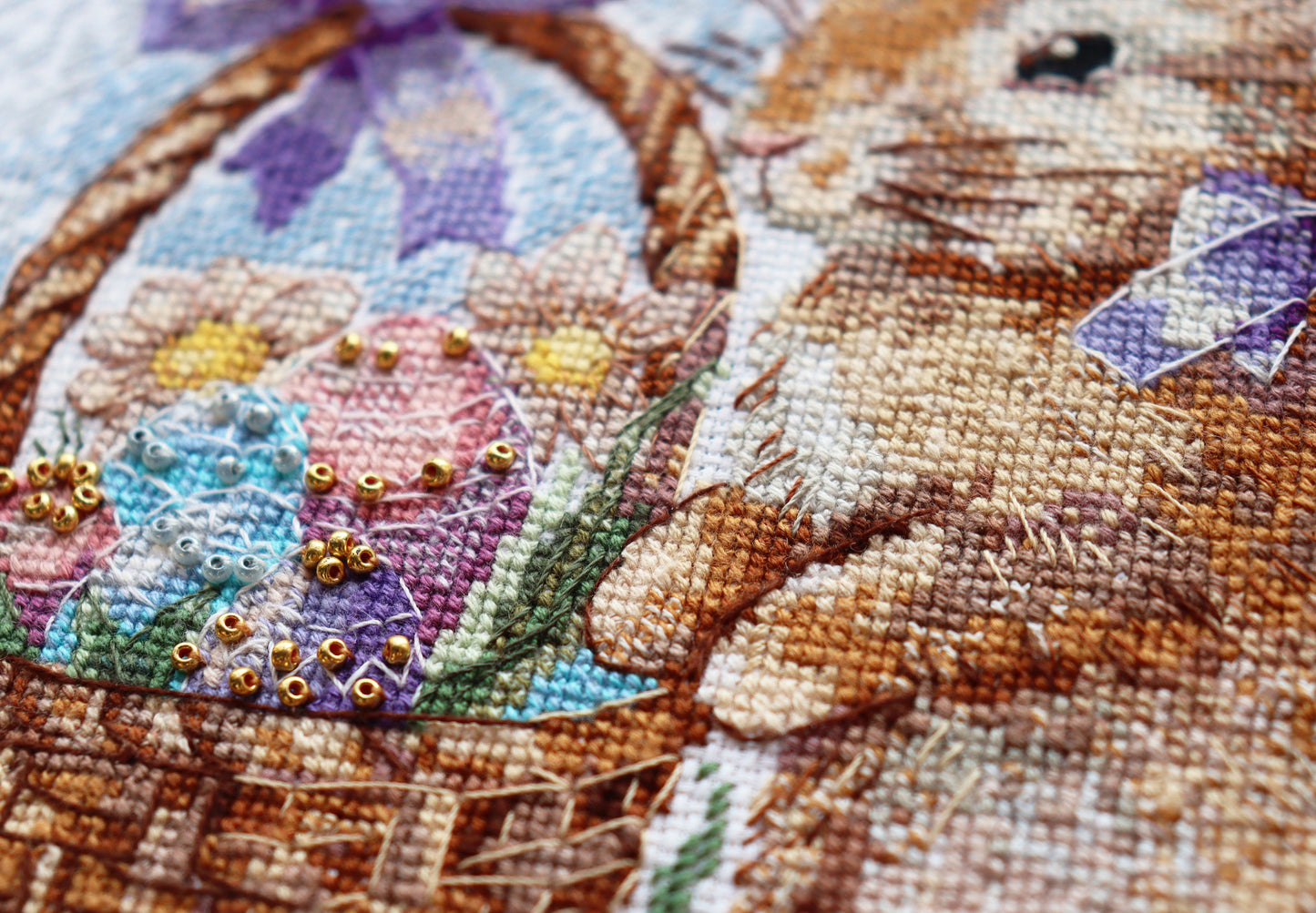 Cross stitch kit Rabbit Size: 7.5"×7.5" (19x19 cm)