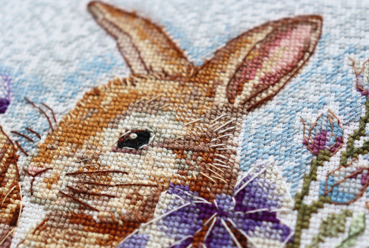 Cross stitch kit Rabbit Size: 7.5"×7.5" (19x19 cm)