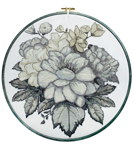 Cross stitch kit White flower Size: 11"×11" (28x28 cm)