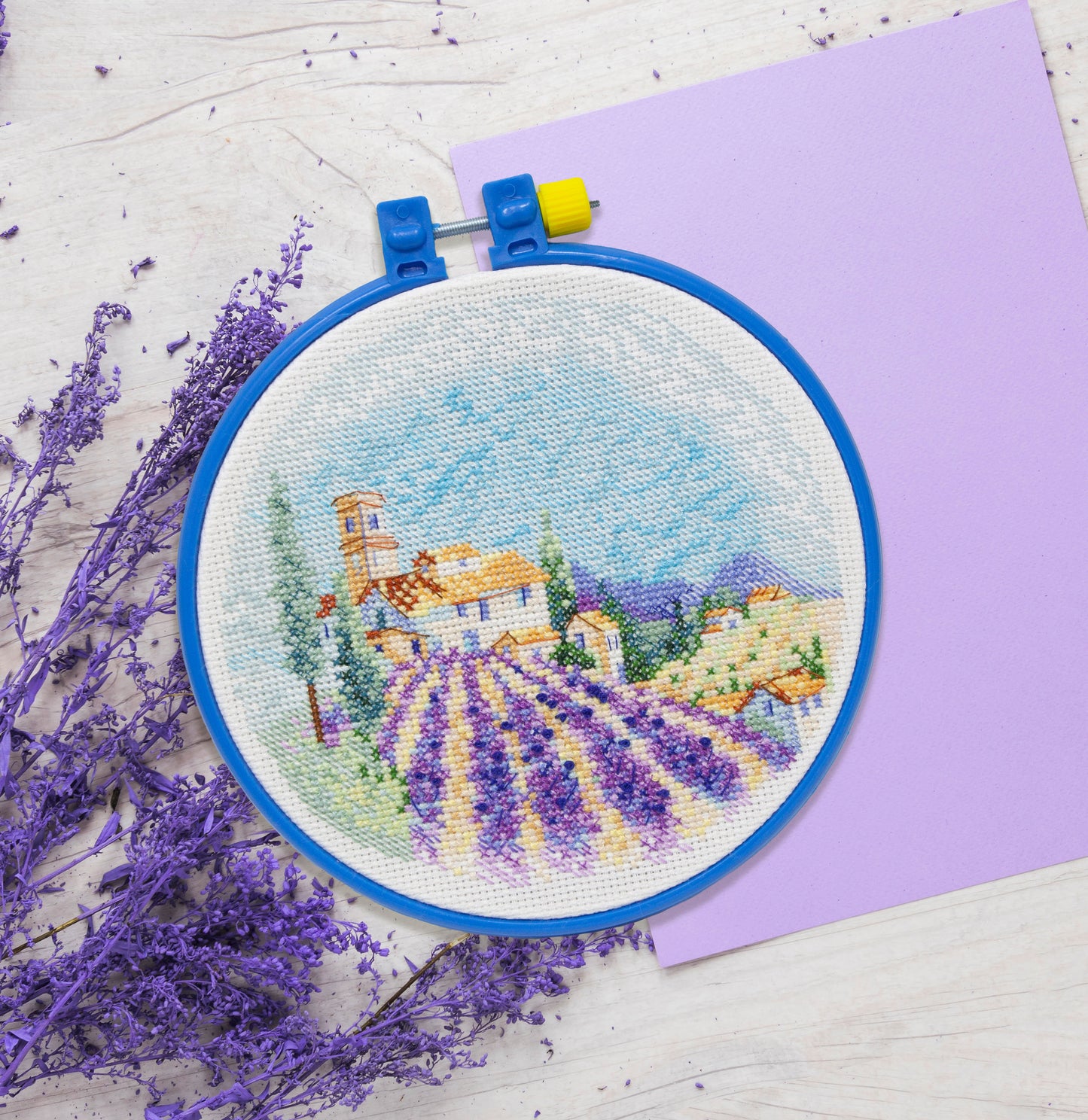 Cross stitch kit Lavender Size: 6.7"×6.7" (17x17 cm)