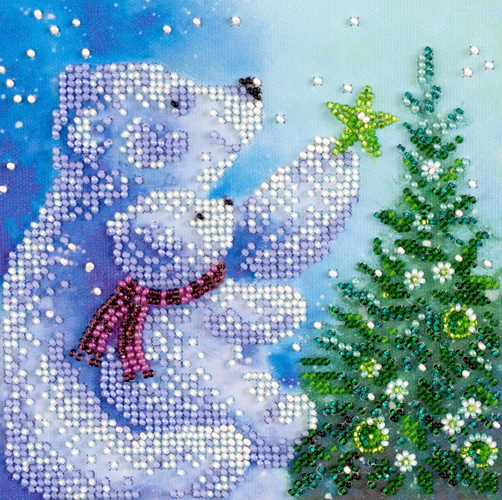 Mini bead embroidery kit Bears Size: 5.9"×5.9" (15×15 сm)