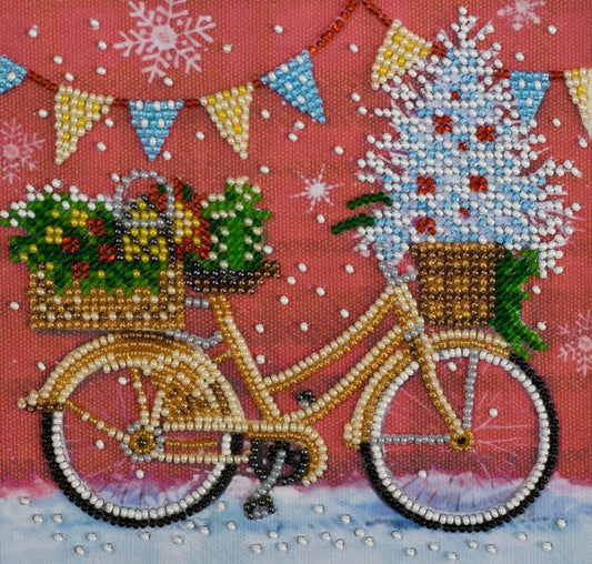 Mini bead embroidery kit Christmas time Size: 5.9"×5.9" (15×15 сm)