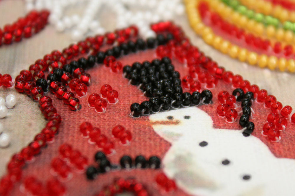 Mini bead embroidery kit Christmas mittens Size: 5.9"×5.9" (15×15 сm)