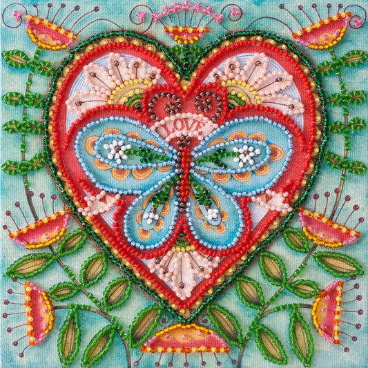 Mini Bead embroidery kit Heart Size: 5.9"×5.9" (15×15 сm)