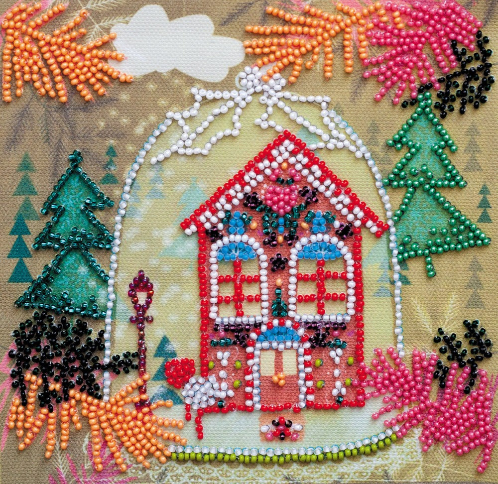 Mini bead embroidery kit Fairytale house Size: 5.9"×5.9" (15×15 сm)