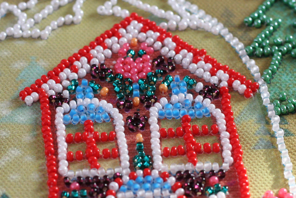 Mini bead embroidery kit Fairytale house Size: 5.9"×5.9" (15×15 сm)