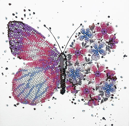 Bead embroidery kit Butterfly-2 Size: 5.9"×5.9" (15×15 cm)