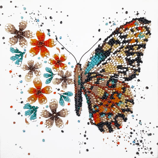 Bead embroidery kit Butterfly-3 Size: 5.9"×5.9" (15×15 cm)