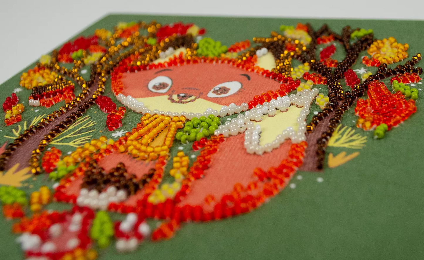 Bead embroidery kit Fox Size: 5.9"×5.9" (15×15 cm)