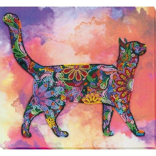 Bead embroidery kit Sunset walk Size: 12.5"×12.5" (32x32 cm)