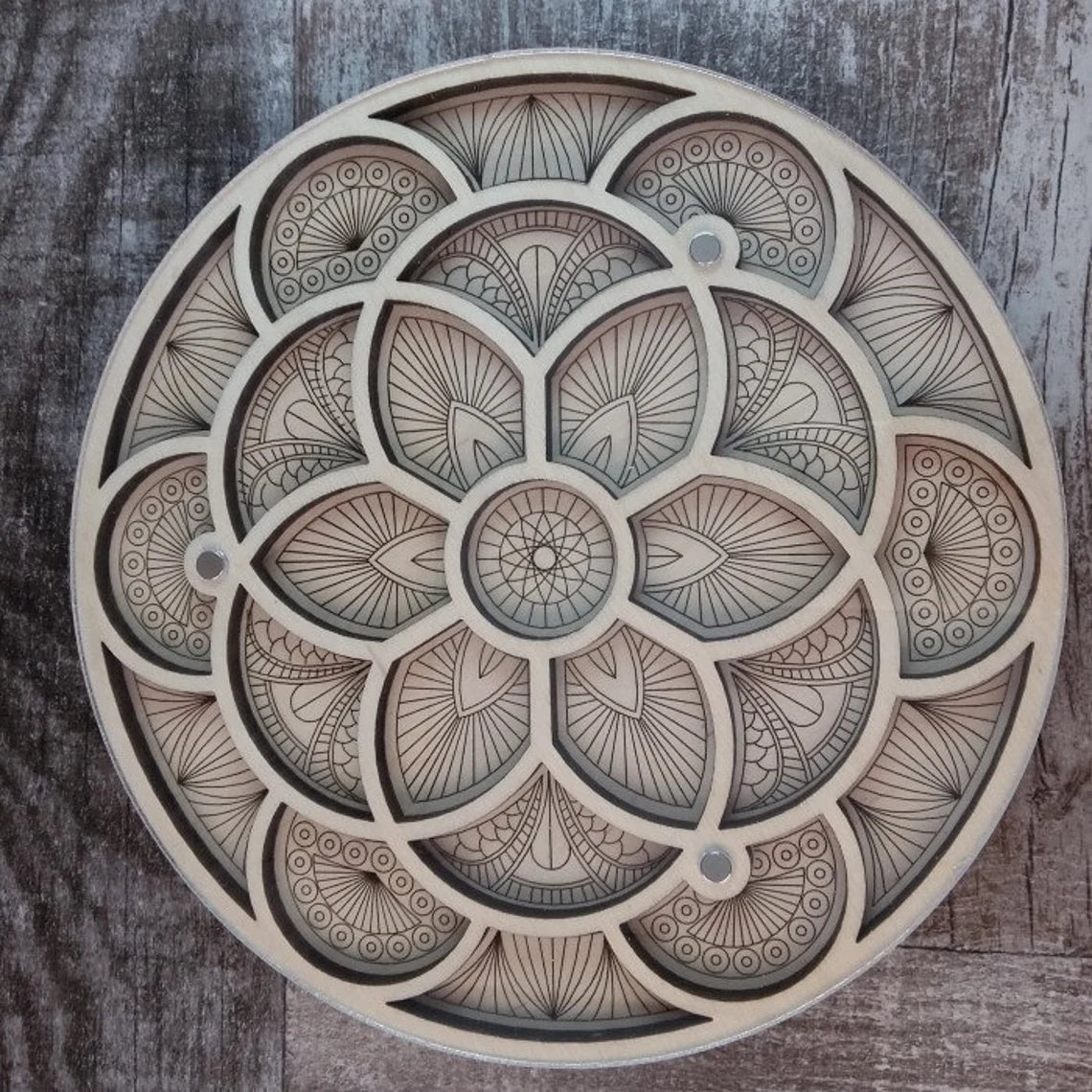 Wood bead organizer with lid Mandala flower-3