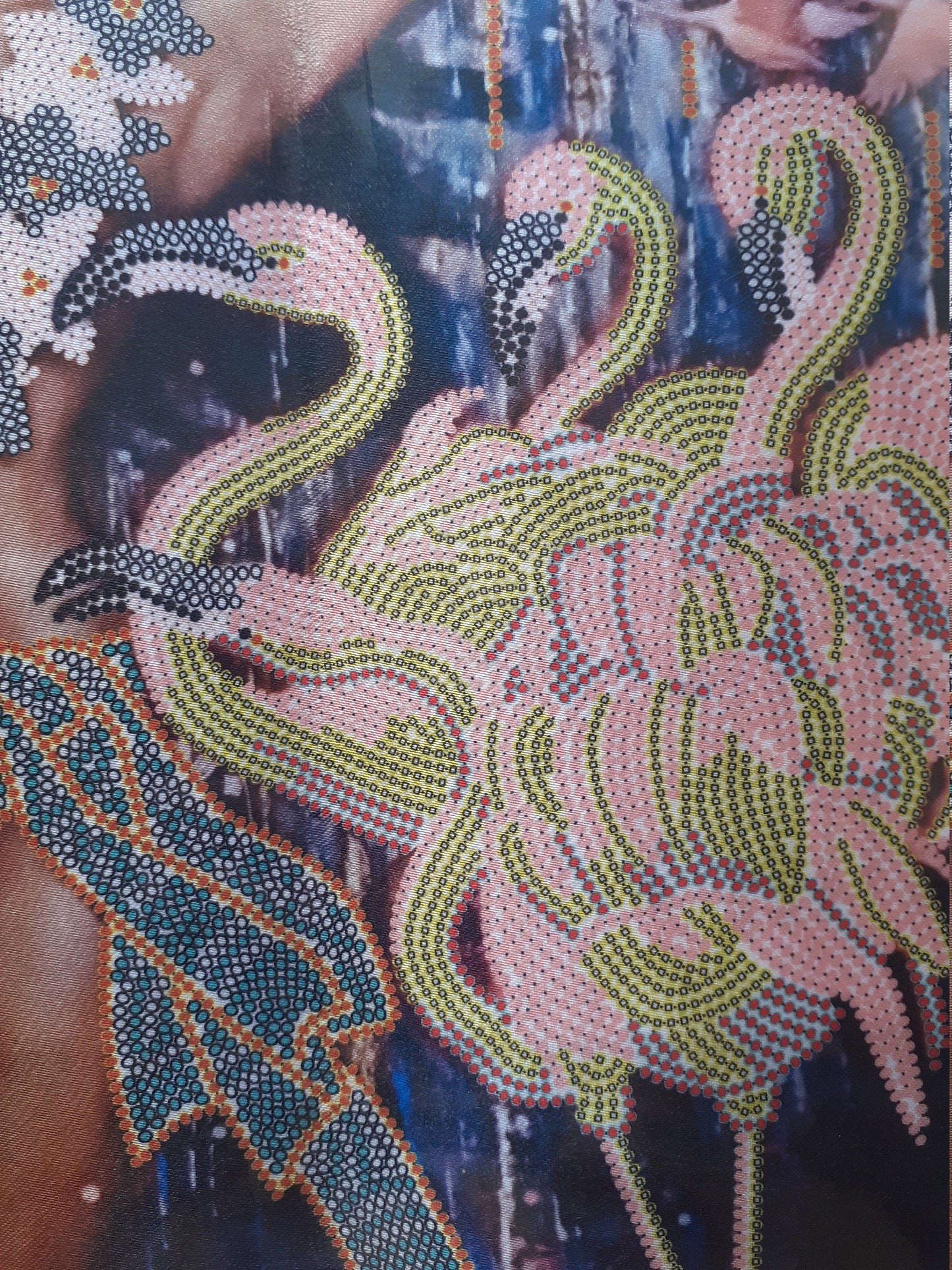 Bead embroidery kit Dancing flamingo Size: 10.6"×11" (27×28 cm)