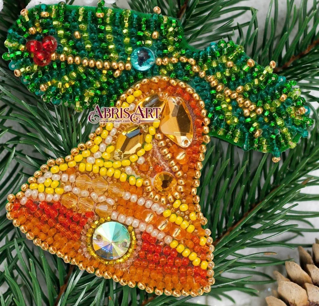 Bead embroidery brooch kit Bell Size: 2.7"×3.2" (7x8.2 cm)