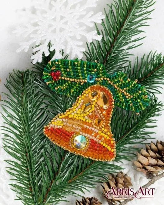 Bead embroidery brooch kit Bell Size: 2.7"×3.2" (7x8.2 cm)