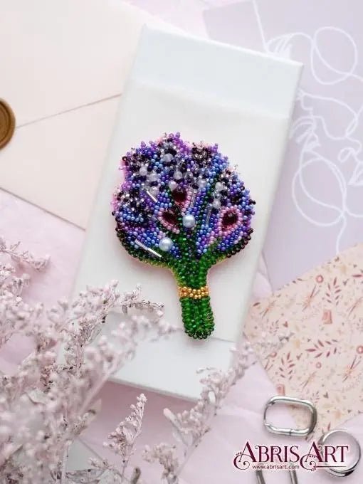 Bead embroidery brooch kit Flowers Size: 2.3"×3.5" (5.8x9.1 cm)