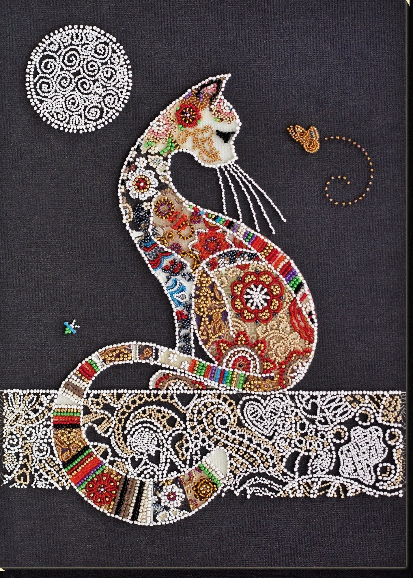 Bead embroidery kit Cat Size: 9.8"×15.3" (25×35 cm)