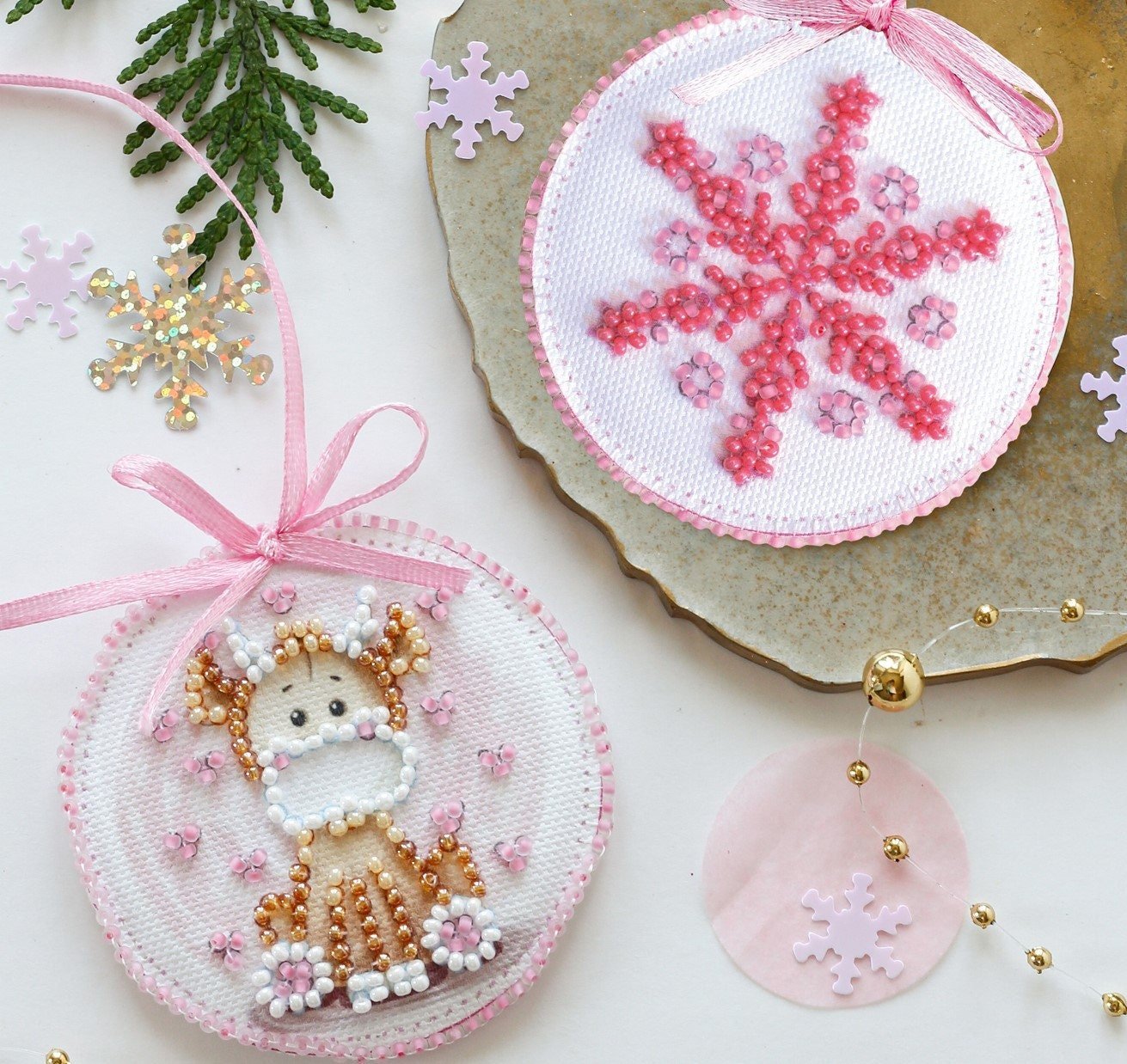 Bead embroidery kits Christmas toys 6 kits together and separately