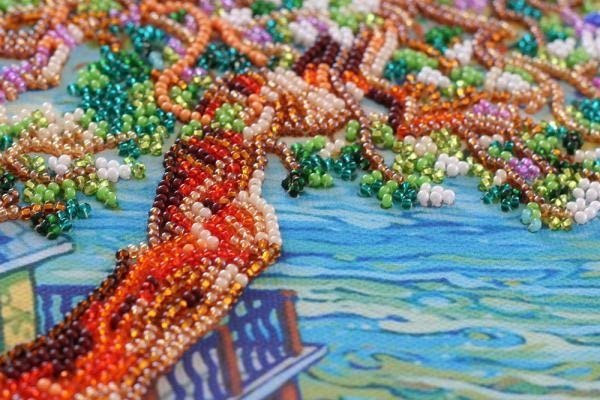Bead embroidery kit Above the sea Size: 7.9"×7.9" (20x20 cm)