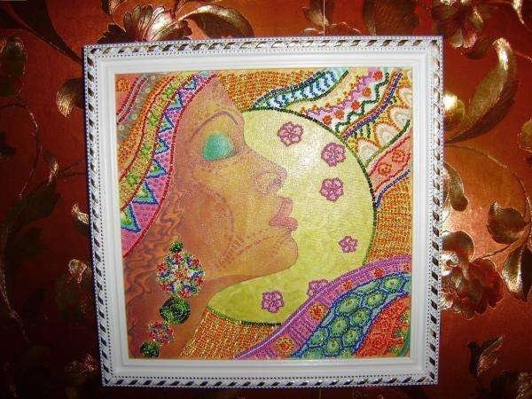 Bead embroidery kit African girl Size: 7.9"×7.9" (20x20 cm)