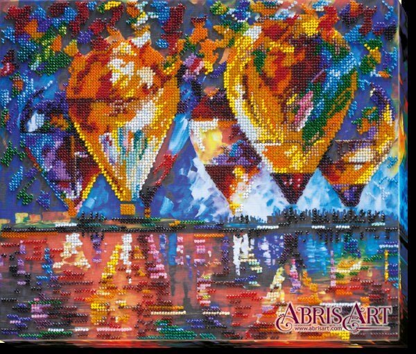 Bead embroidery kit Air balloons Size: 10.6"х12.5" (27x32 cm)