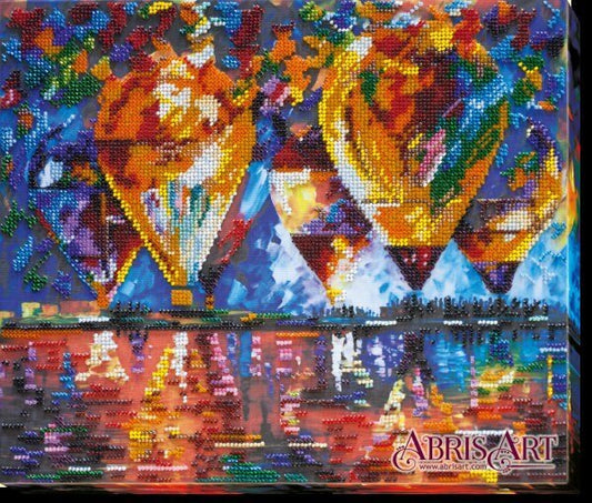 Bead embroidery kit Air balloons Size: 10.6"х12.5" (27x32 cm)