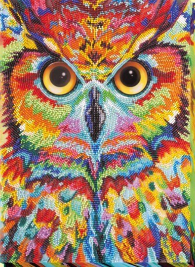 Bead embroidery kit Owl Size: 9.4"×13" (24×33 cm)