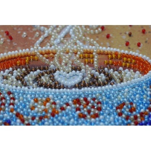 Bead embroidery kit Autumn latte Size: 8.2"×16.5" (21×42 cm)