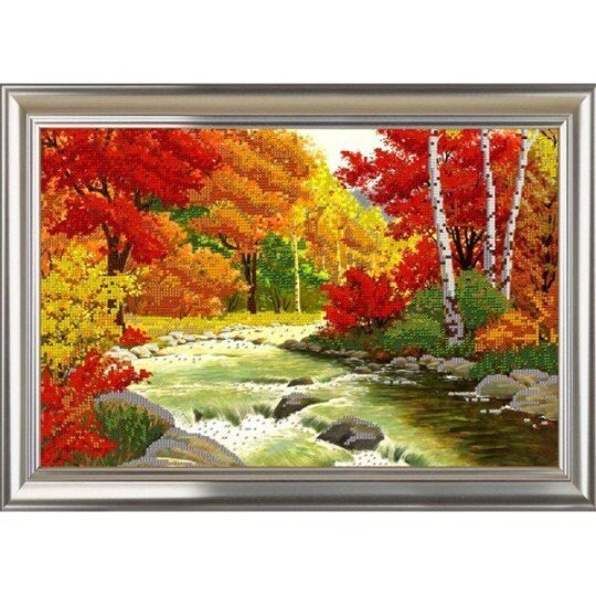 Bead embroidery kit Autumn palette Size: 9.6"×14.8" (24.5×37.5 cm)