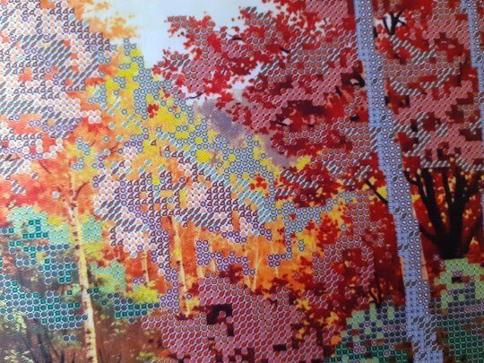 Bead embroidery kit Autumn palette Size: 9.6"×14.8" (24.5×37.5 cm)