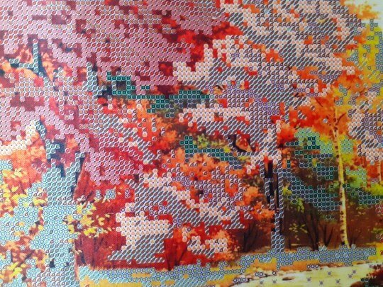 Bead embroidery kit Autumn palette Size: 9.6"×14.8" (24.5×37.5 cm)