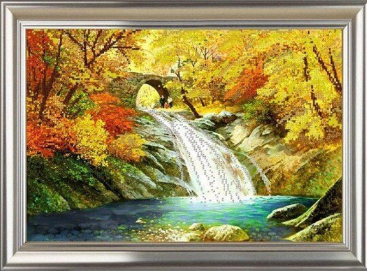 Bead embroidery kit Autumn symphony Size: 10"×15" (25.5×38 cm)