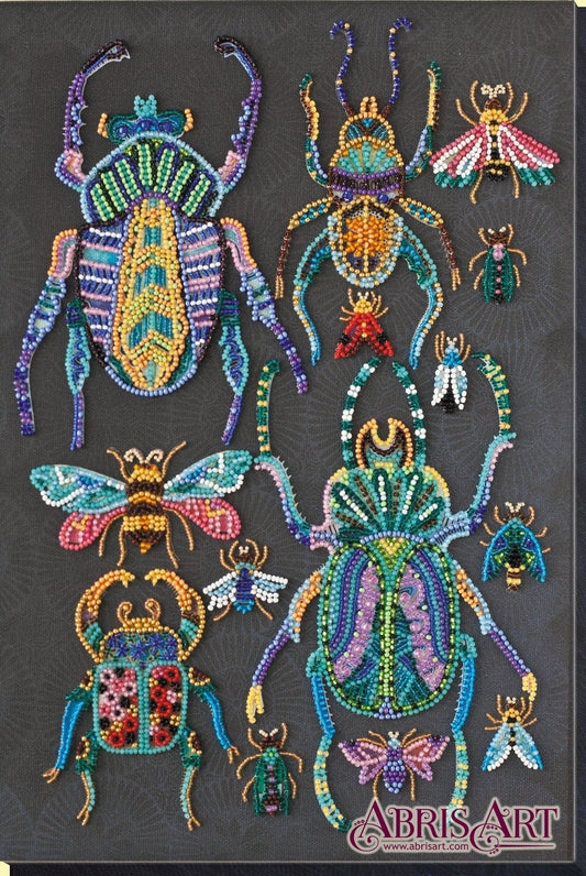 Bead embroidery kit Beetles Size: 9.4"×13" (24×33 cm)