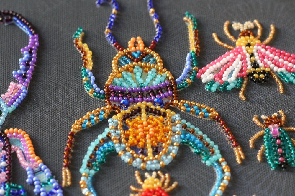 Bead embroidery kit Beetles Size: 9.4"×13" (24×33 cm)